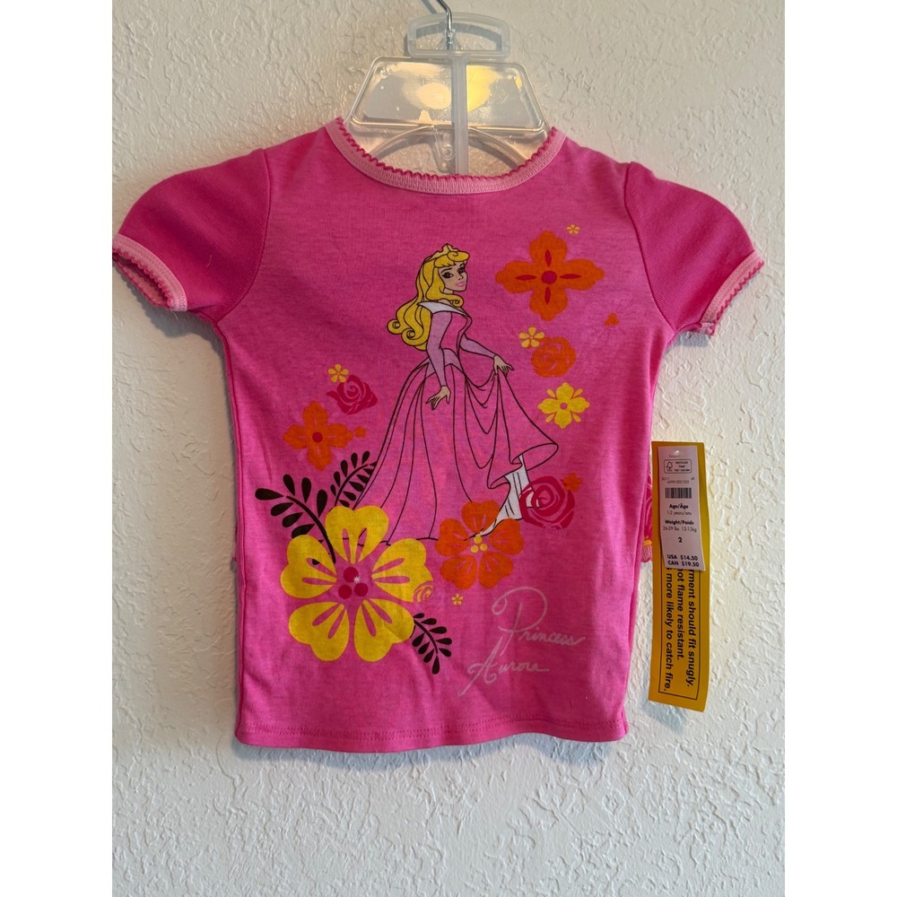 Disney Store Princess Aurora Sleeping Beauty Pink Pajama Set Girls Size 2 NWT